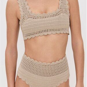 Beach Riot Andy Crochet Swim Top & Wyatt Crochet Bottom Set Beige